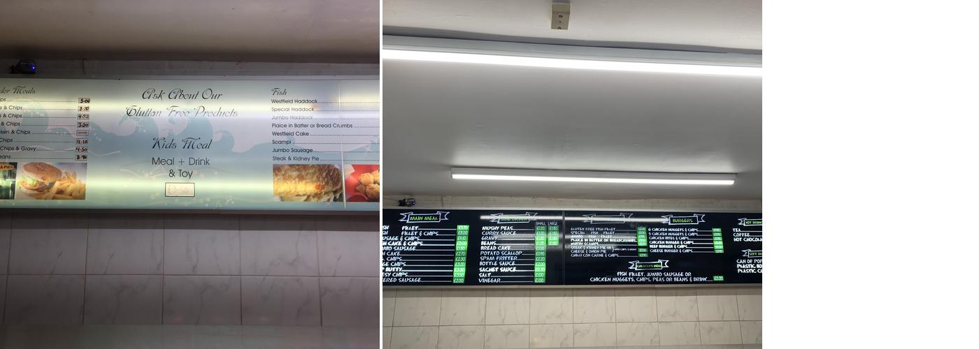 Westfield Fisheries Menu