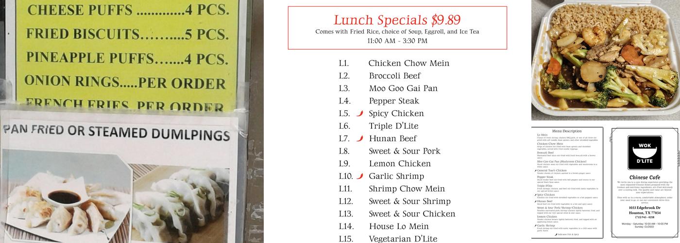Wok D'Lite Menu