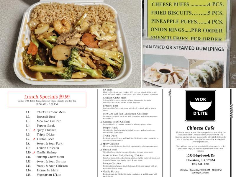 Wok D'Lite Menu