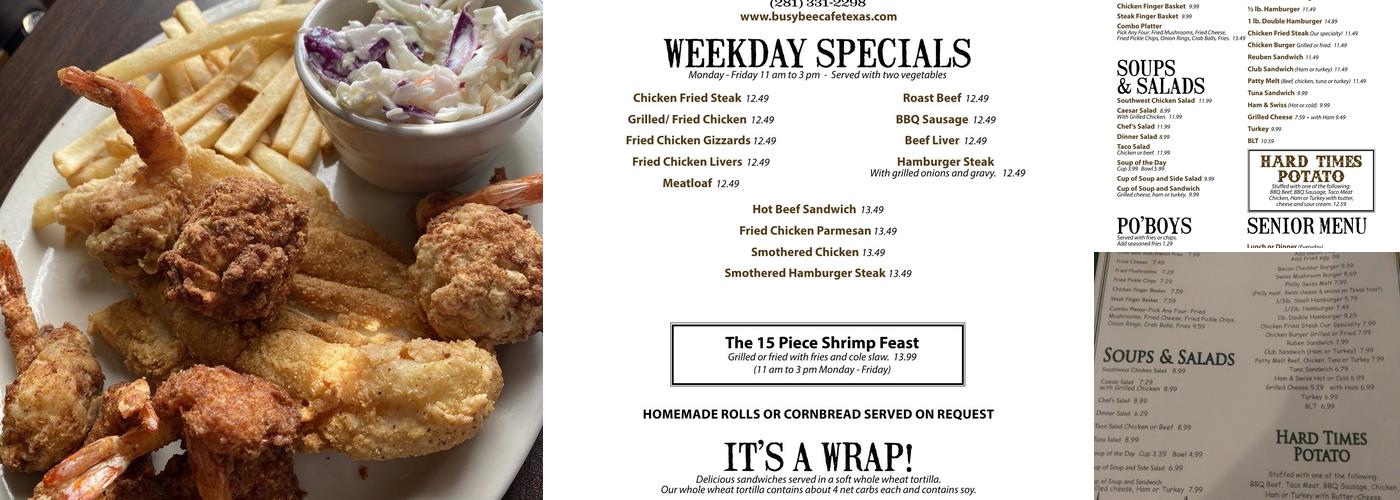 Busy Bee Cafe Menu