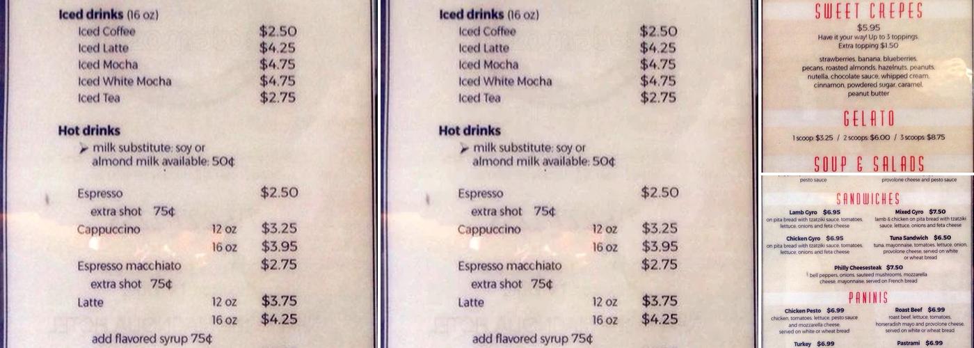 Café Paris Menu