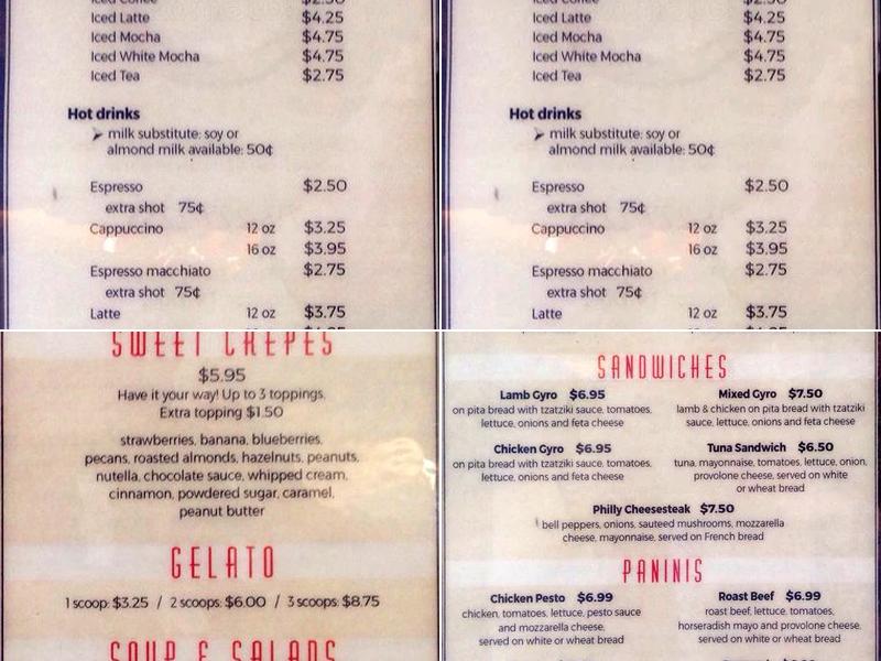 Café Paris Menu