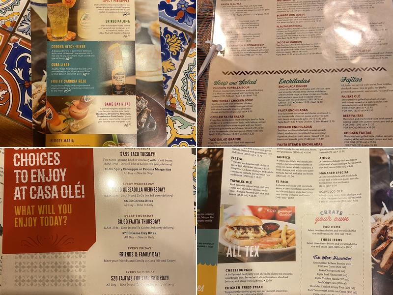 Casa Olé Pasadena Menu