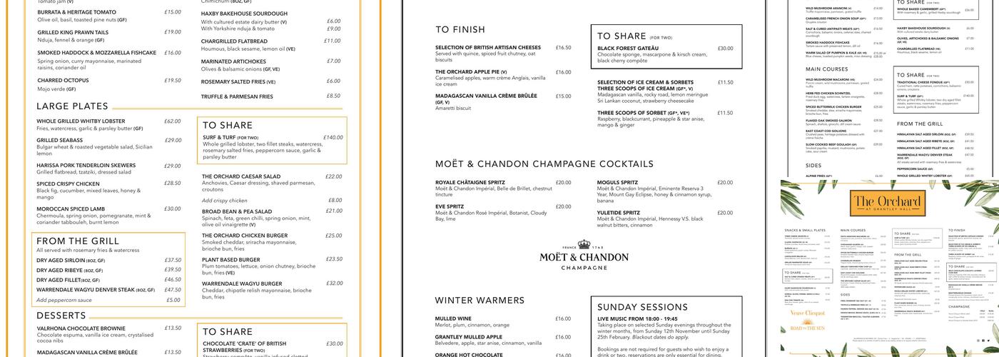The Orchard at Grantley Hall Menu