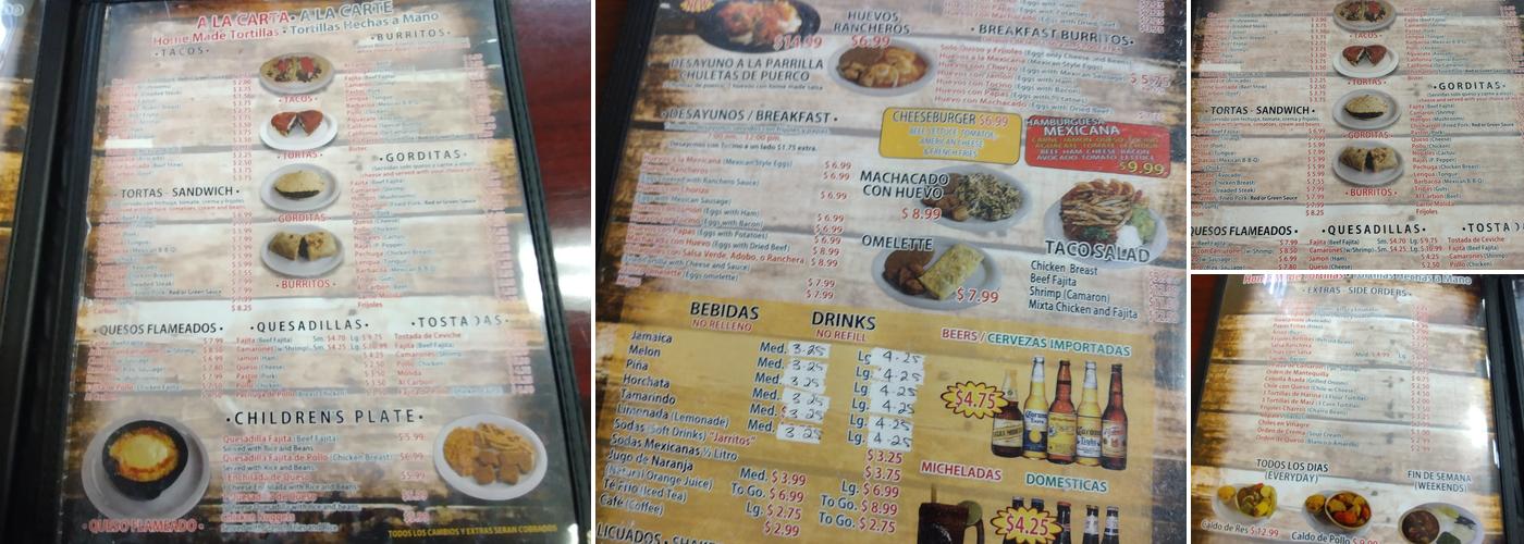 Taquería De Jalisco Menu