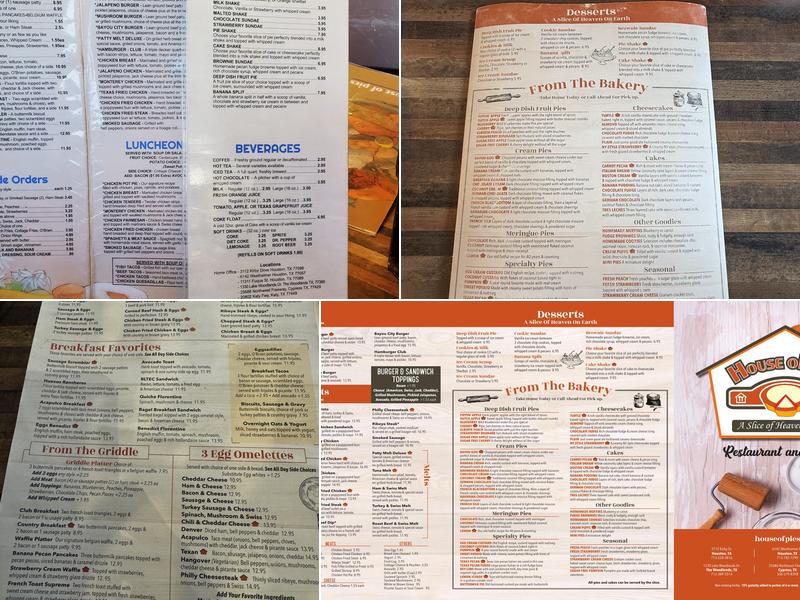 House of Pies Restaurant & Bakery - Houston Menu