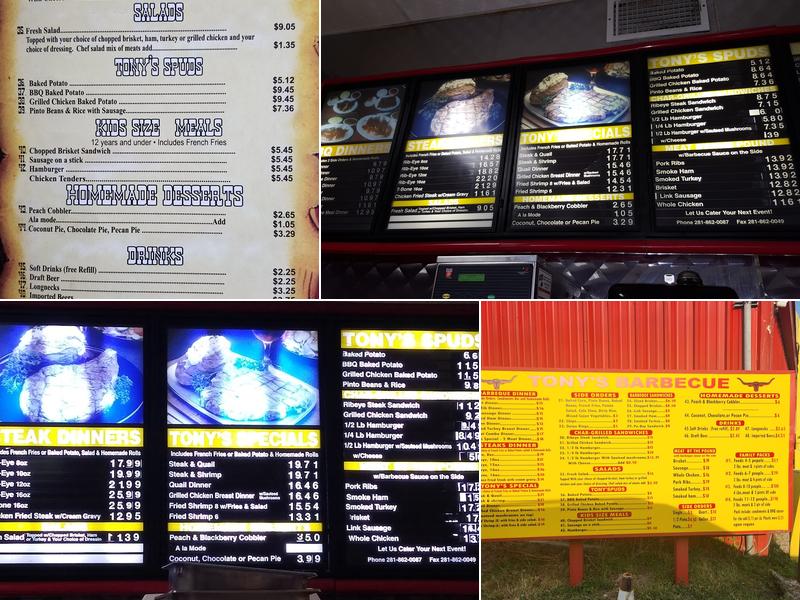 Tony's BBQ & Steakhouse Menu