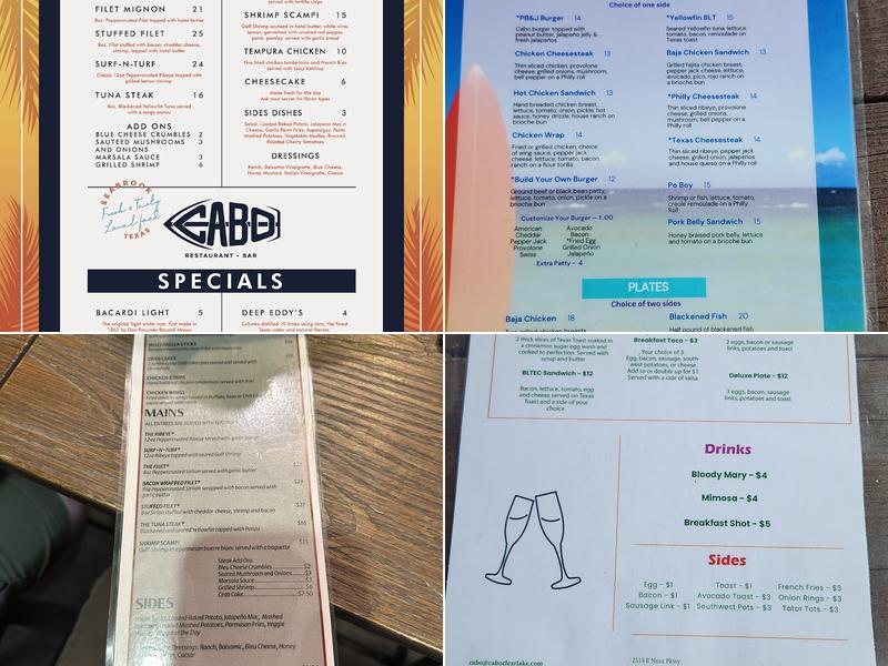 Cabo Clear Lake Menu