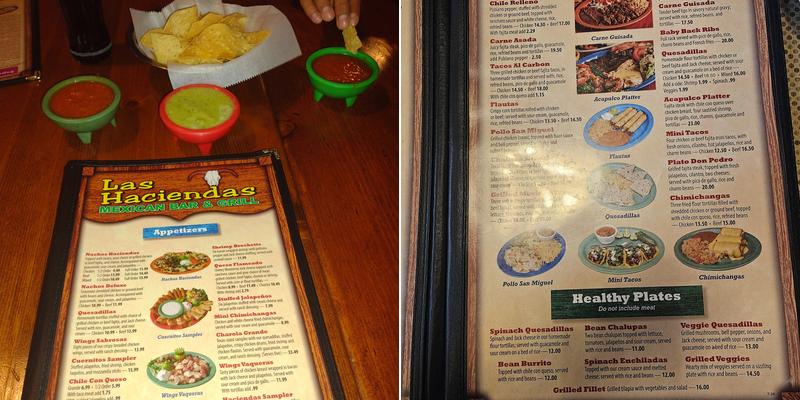 Las Haciendas Menu