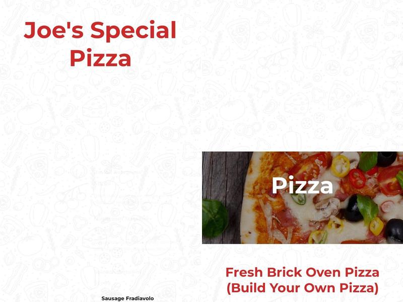Joe's Pizza Menu