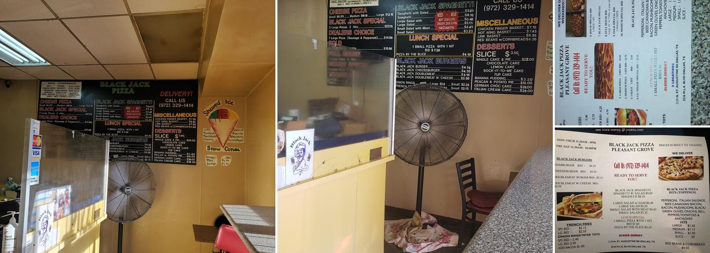 Blackjack Pizza Menu