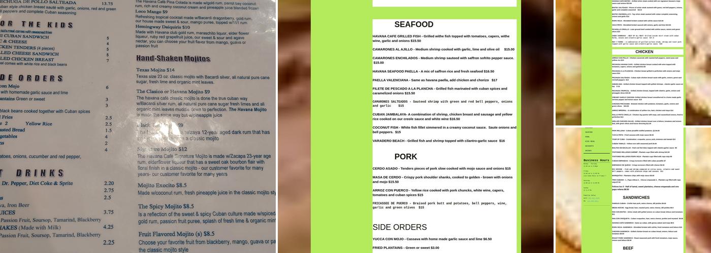 Havana Cafe-Mojito Bar Menu