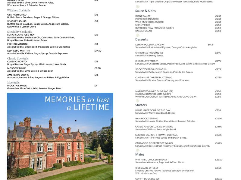 The Clubhouse Kitchen & Bar Menu