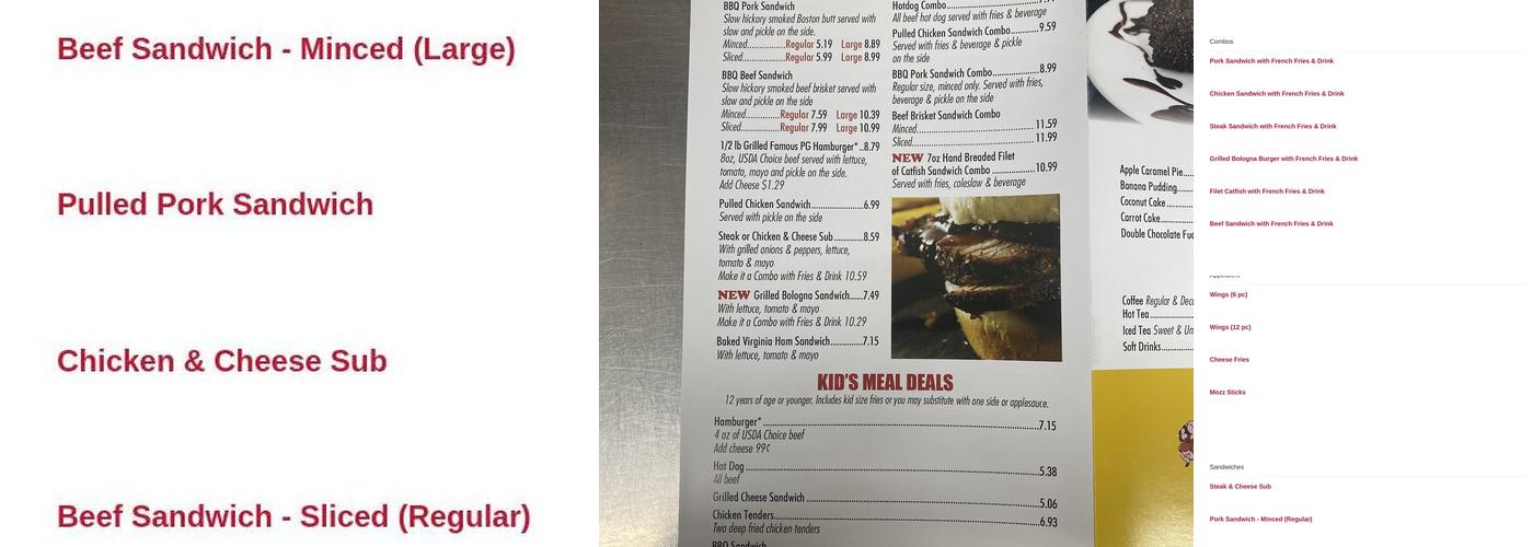 PG BBQ #1 Menu