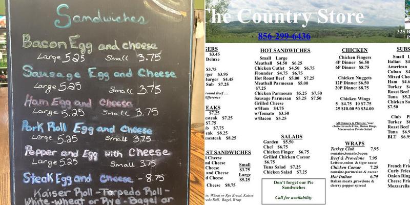 Gino's Country Store Menu