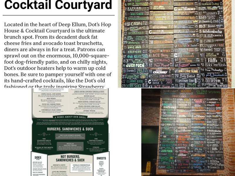 Dot's Hop House & Cocktail Courtyard Menu