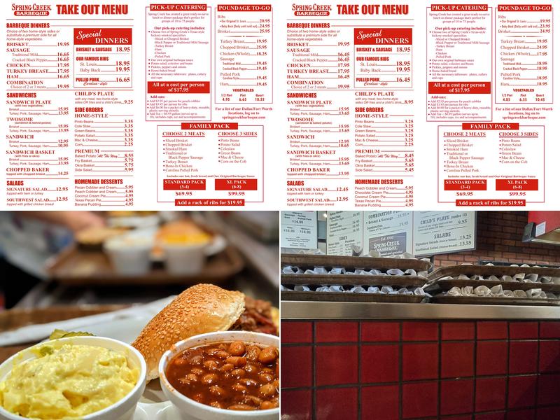Spring Creek Barbeque Menu