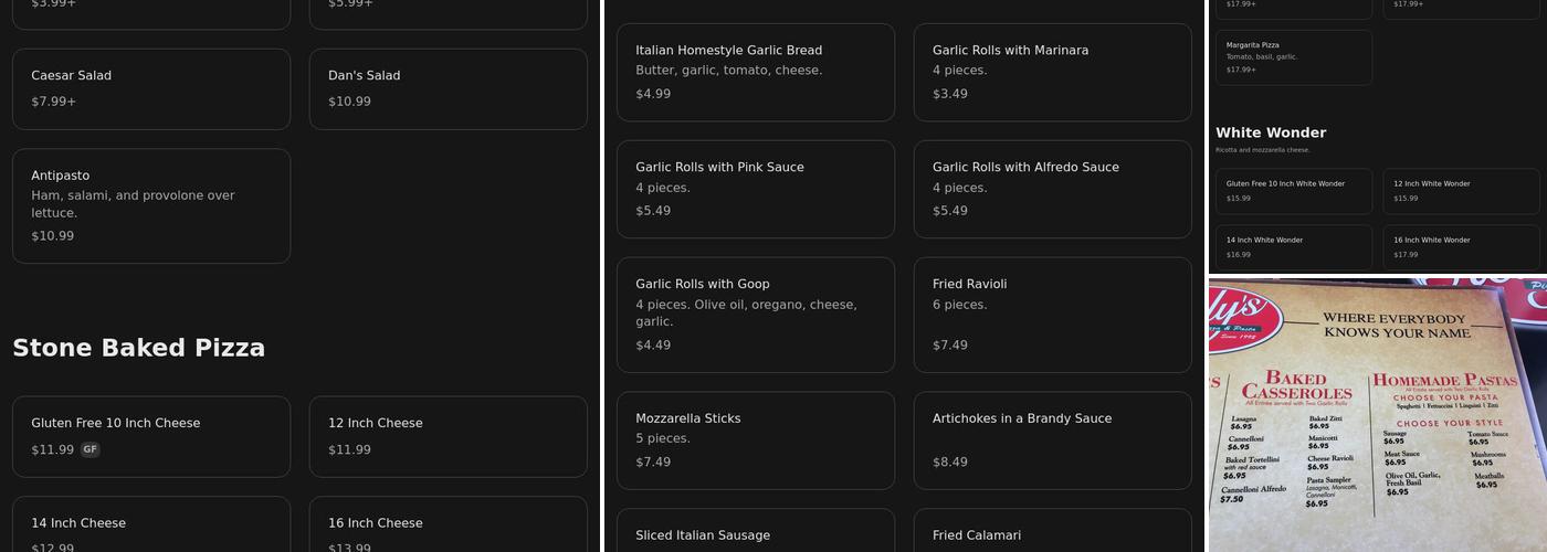 Sicily's Pizza & Pasta Menu