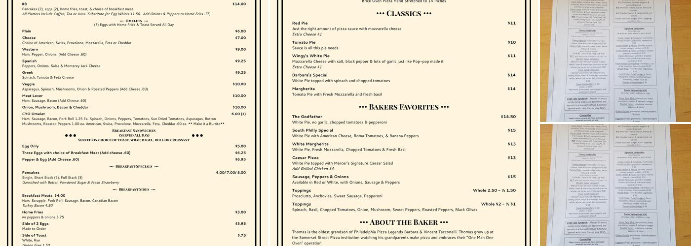 Mercer Cafe Menu