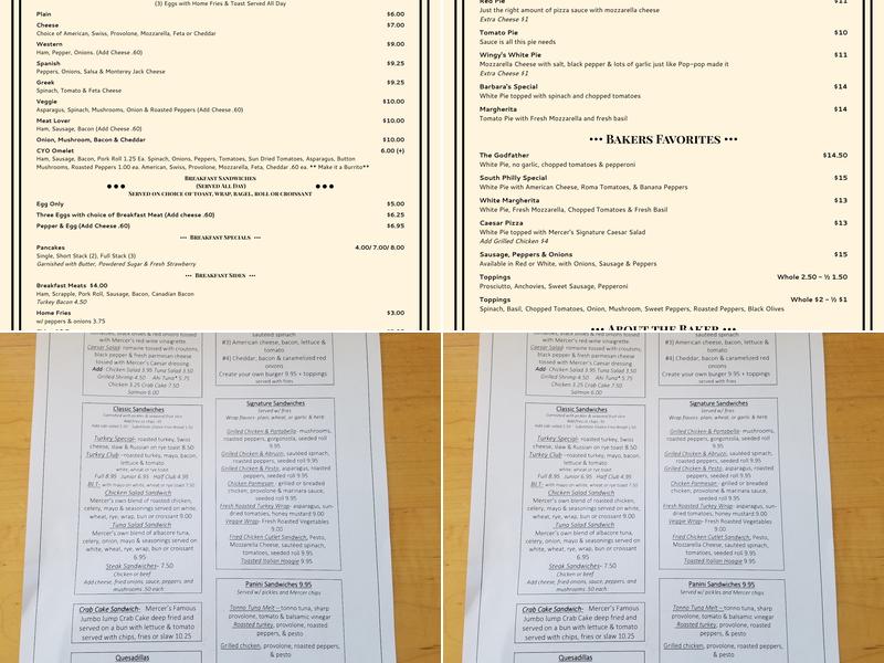 Mercer Cafe Menu