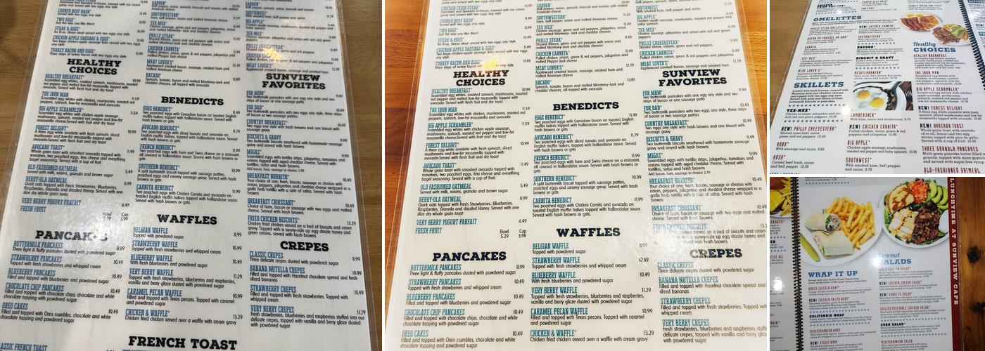 Sunview Cafe - Allen Menu