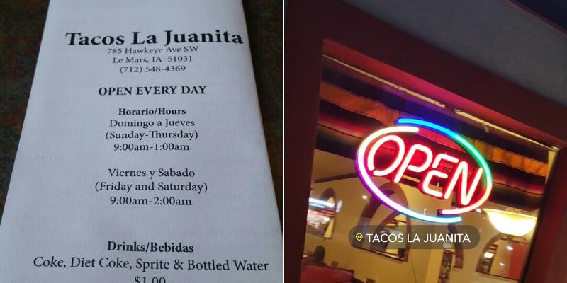 La Juanita Menu