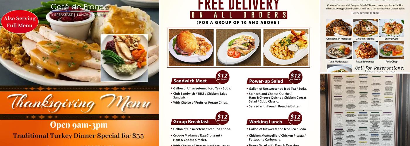 Cafe de France Menu