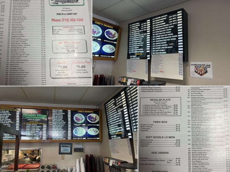 Bamboo Village Chinese Cafe Menu