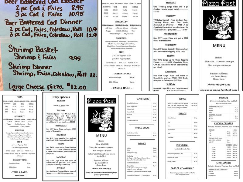 Pizza Post Menu
