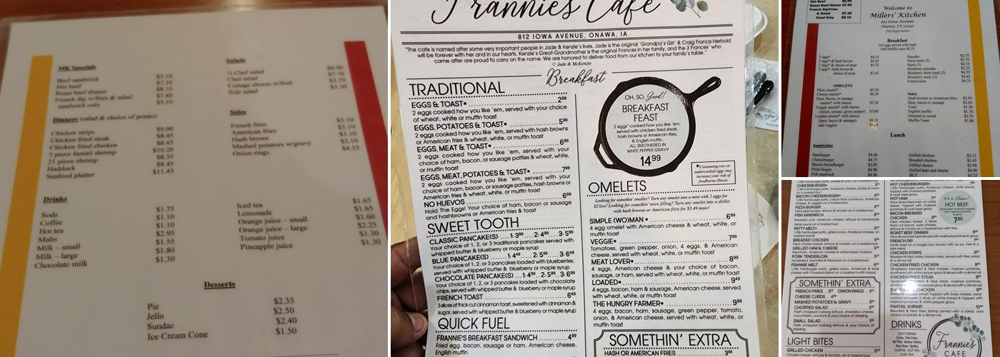 Frannie's Cafe Menu