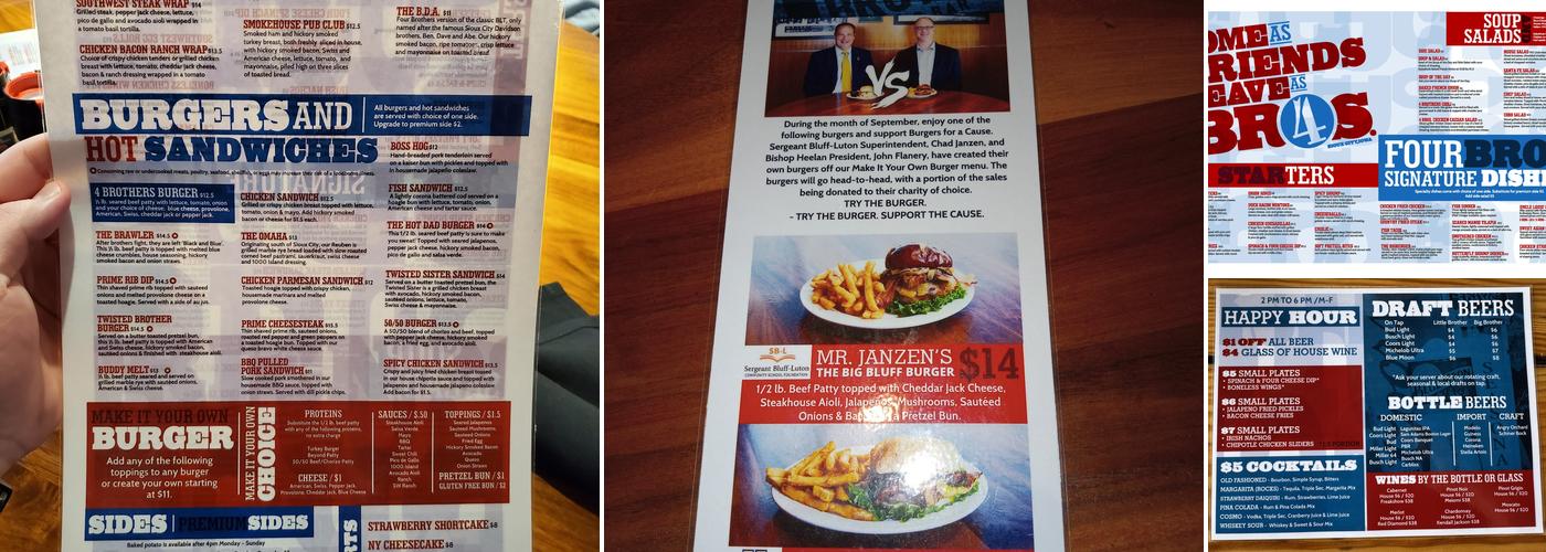 Four Brothers Grill & Bar Menu