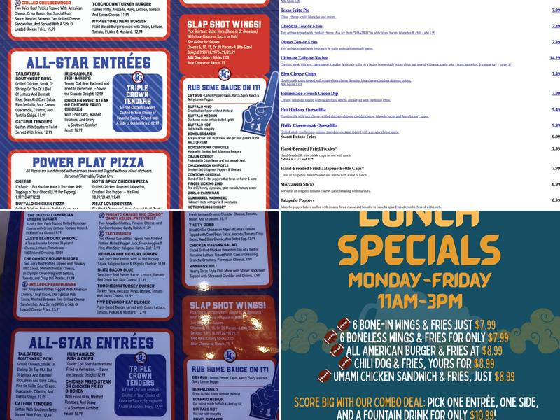 Tailgaters Mckinney Menu