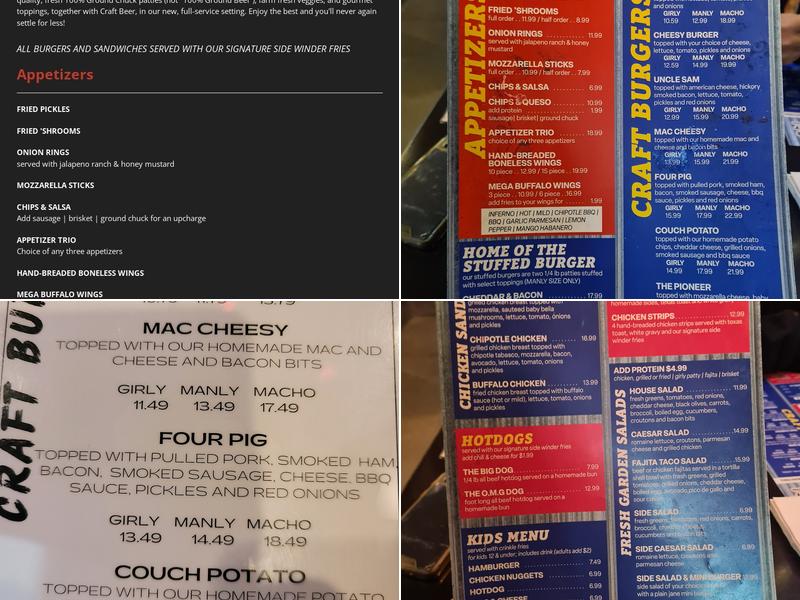 Wallbangers Burger Bar Menu