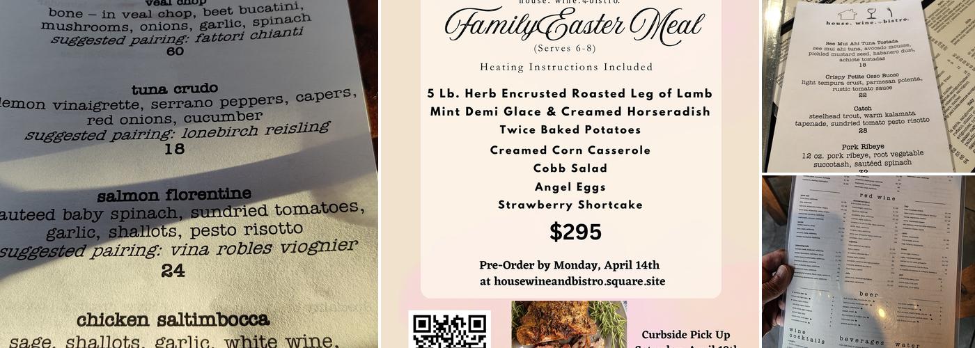 House Wine & Bistro Menu