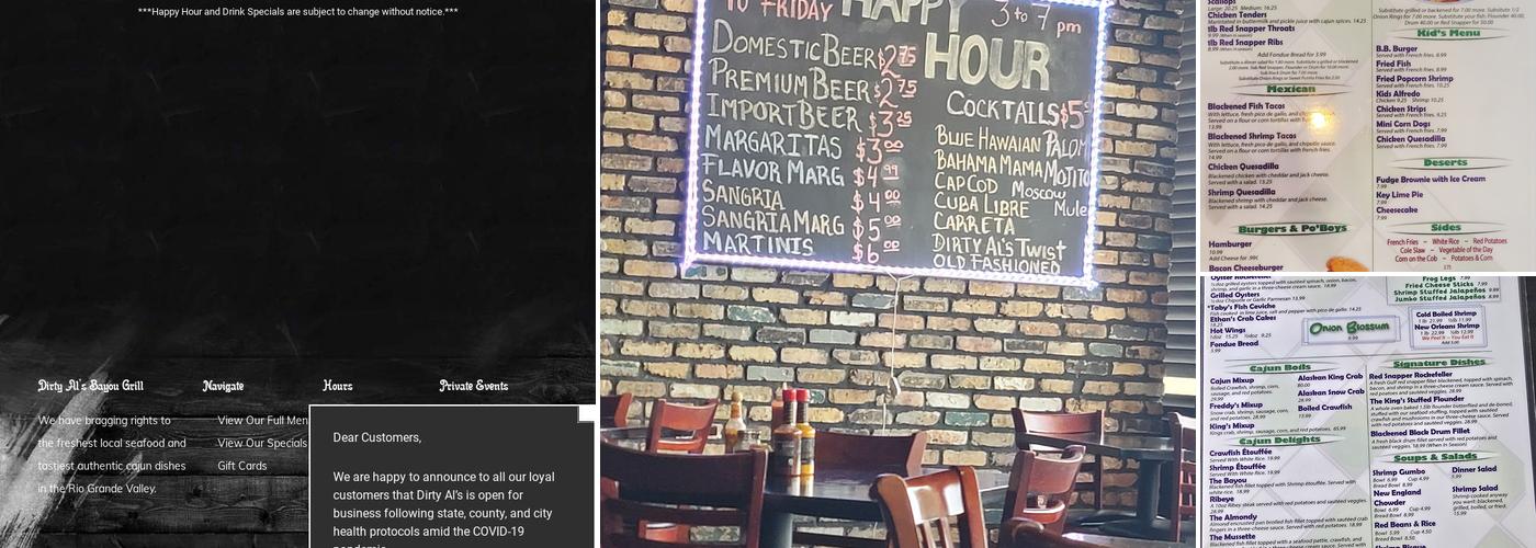 Dirty Al's Bayou Grill Menu