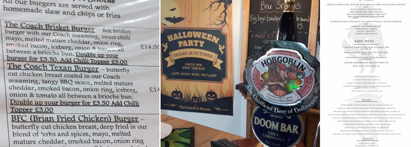 The Coach and Horses Menu