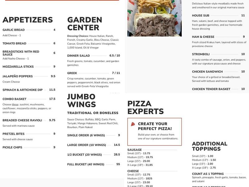 Gelsosomo's Pizzeria Valparaiso Menu