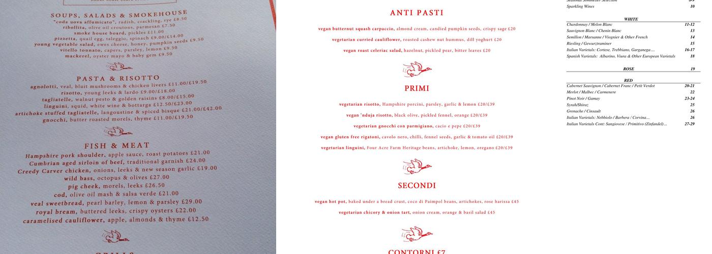 Hartnett Holder & Co Menu