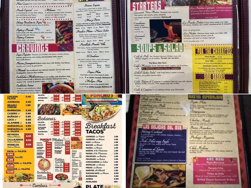 Poncho's Restaurant Menu