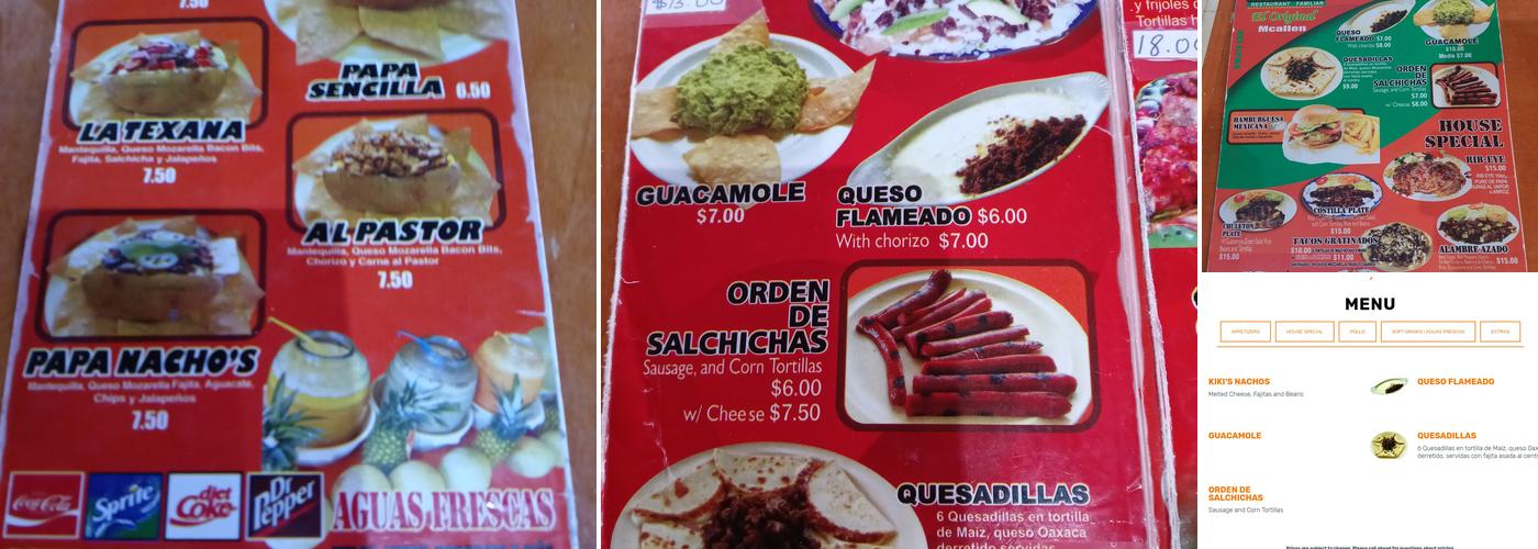 Kiki's Restaurant Menu