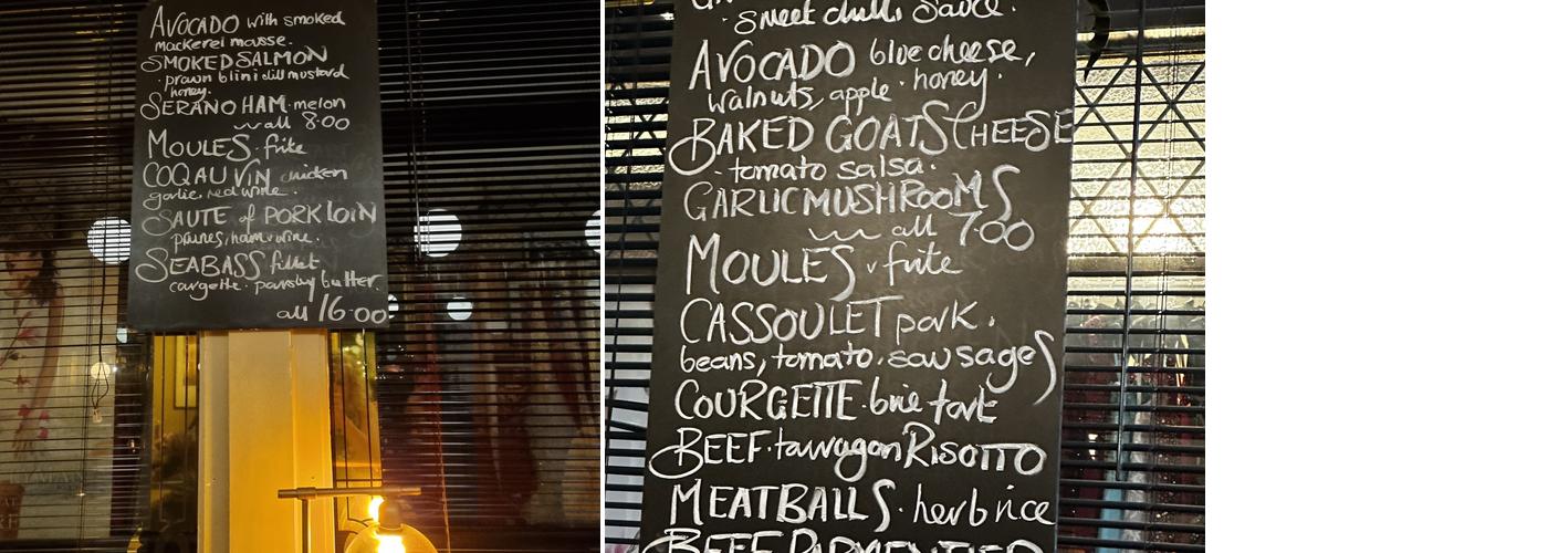 Franklyns Bistro Menu