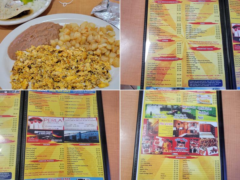 Diaz Diner Menu