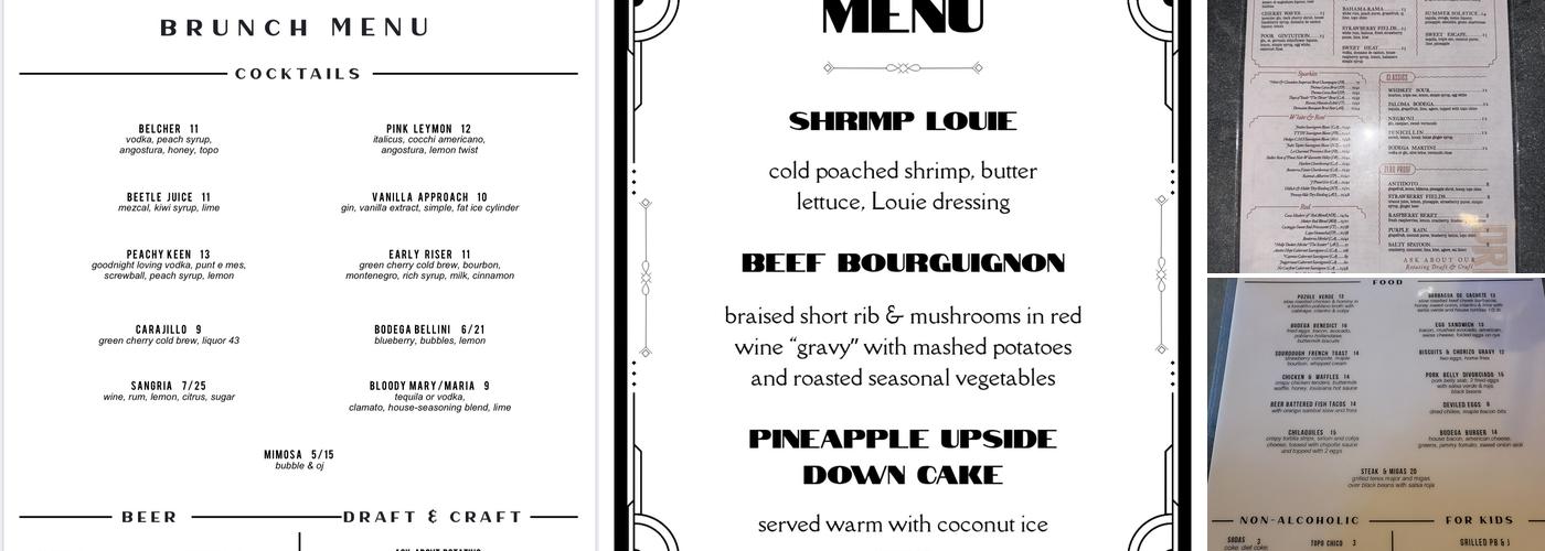 Bodega Tavern & Kitchen Menu