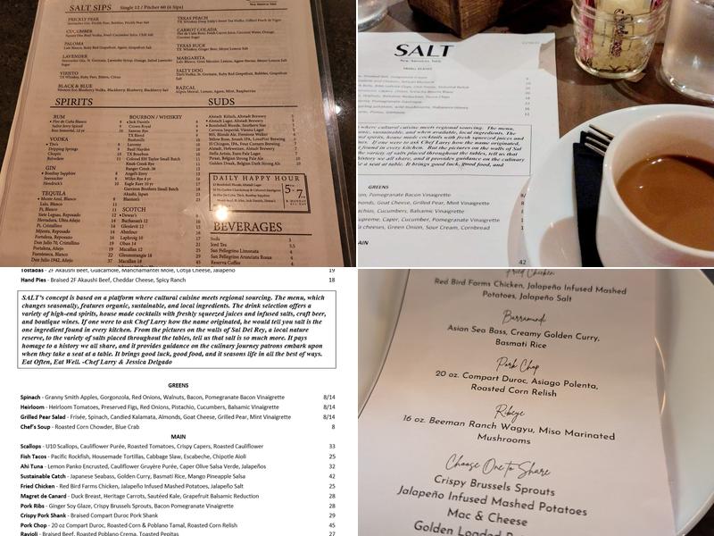 SALT - New American Table Menu