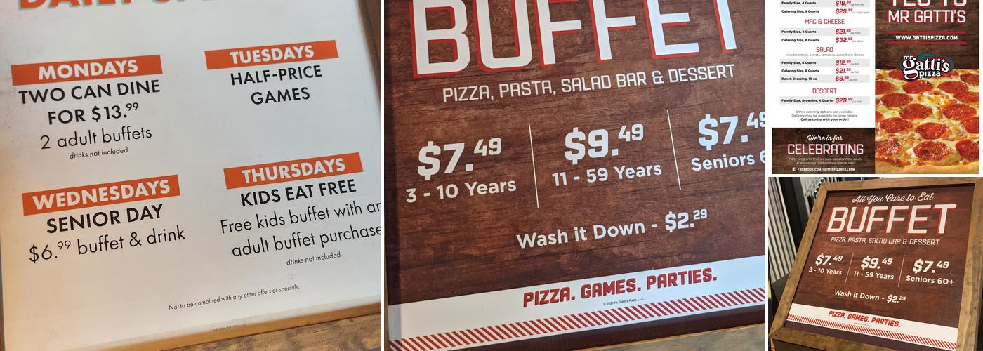Mr Gatti's Pizza Menu