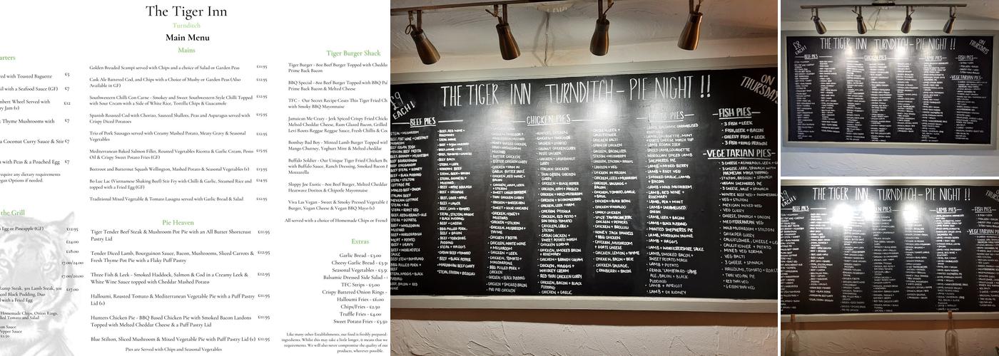 The Tiger Inn Menu