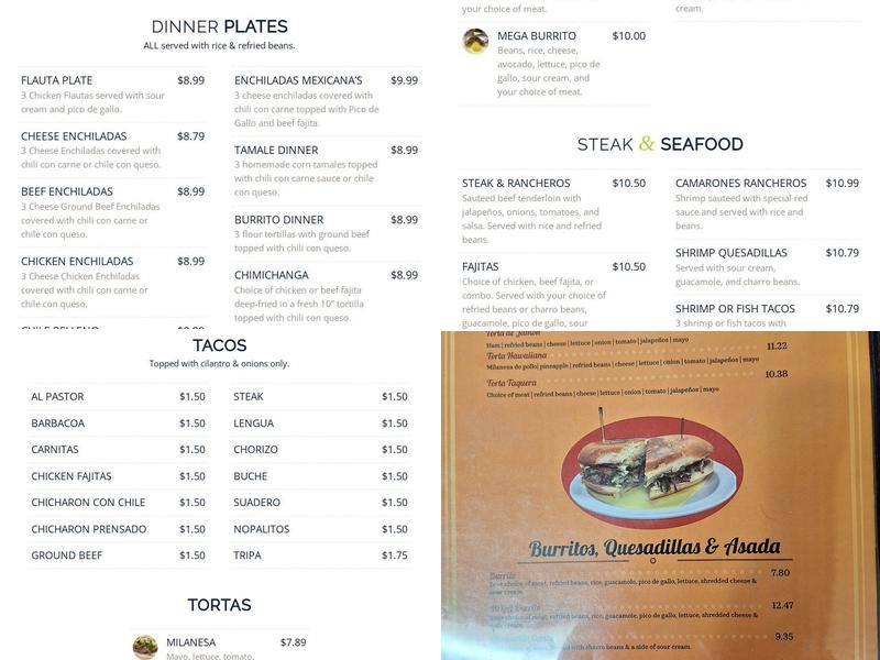 Tacos Penjamo Menu