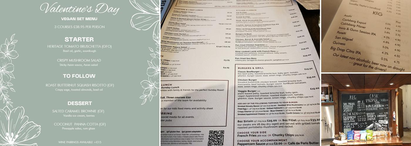 The Cock Inn, Mugginton Menu