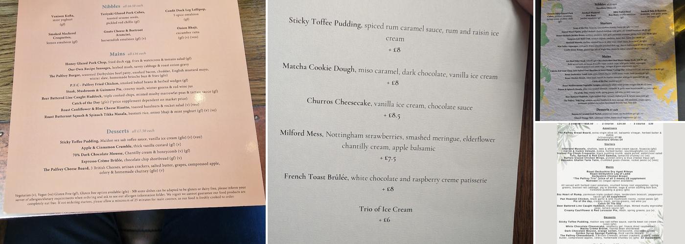 The Palfrey At New Inn Menu