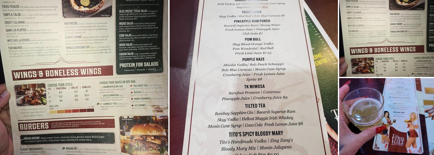Tilted Kilt Pub and Eatery Killeen, TX Menu